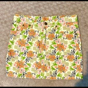 NWOT Moody funky floral jean skirt. Sz 28